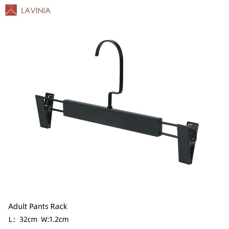 black wooden hangers with clips high quality wood hangers(001)