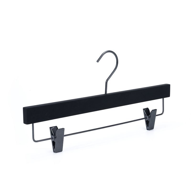 black wooden hangers with clips modern wood hangers(001)