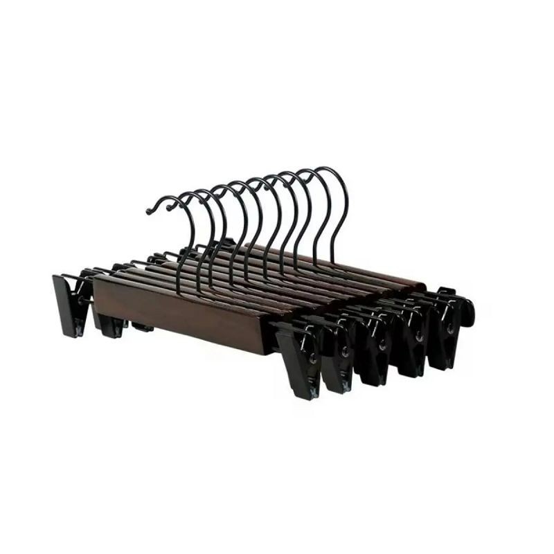 black wooden hangers with clips wooden hanger with logo(001)