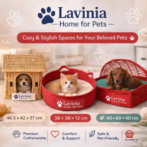 3 Pet Beds, 3 Styles: Wicker House, Woven Basket & Canopy Bed For Ultimate Pe...